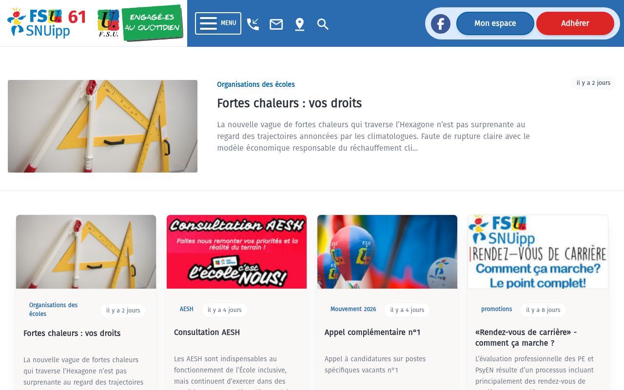Homepage screenshot of 61.snuipp.fr