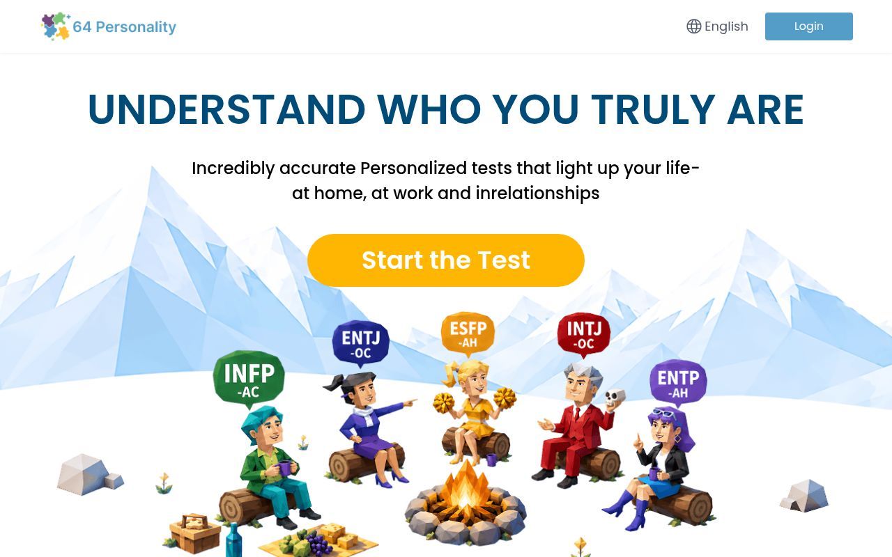 Homepage screenshot of 64personality.com