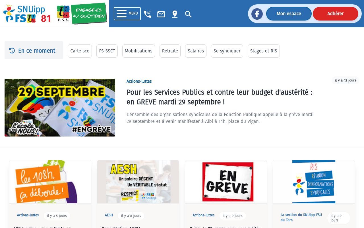 Homepage screenshot of 81.snuipp.fr