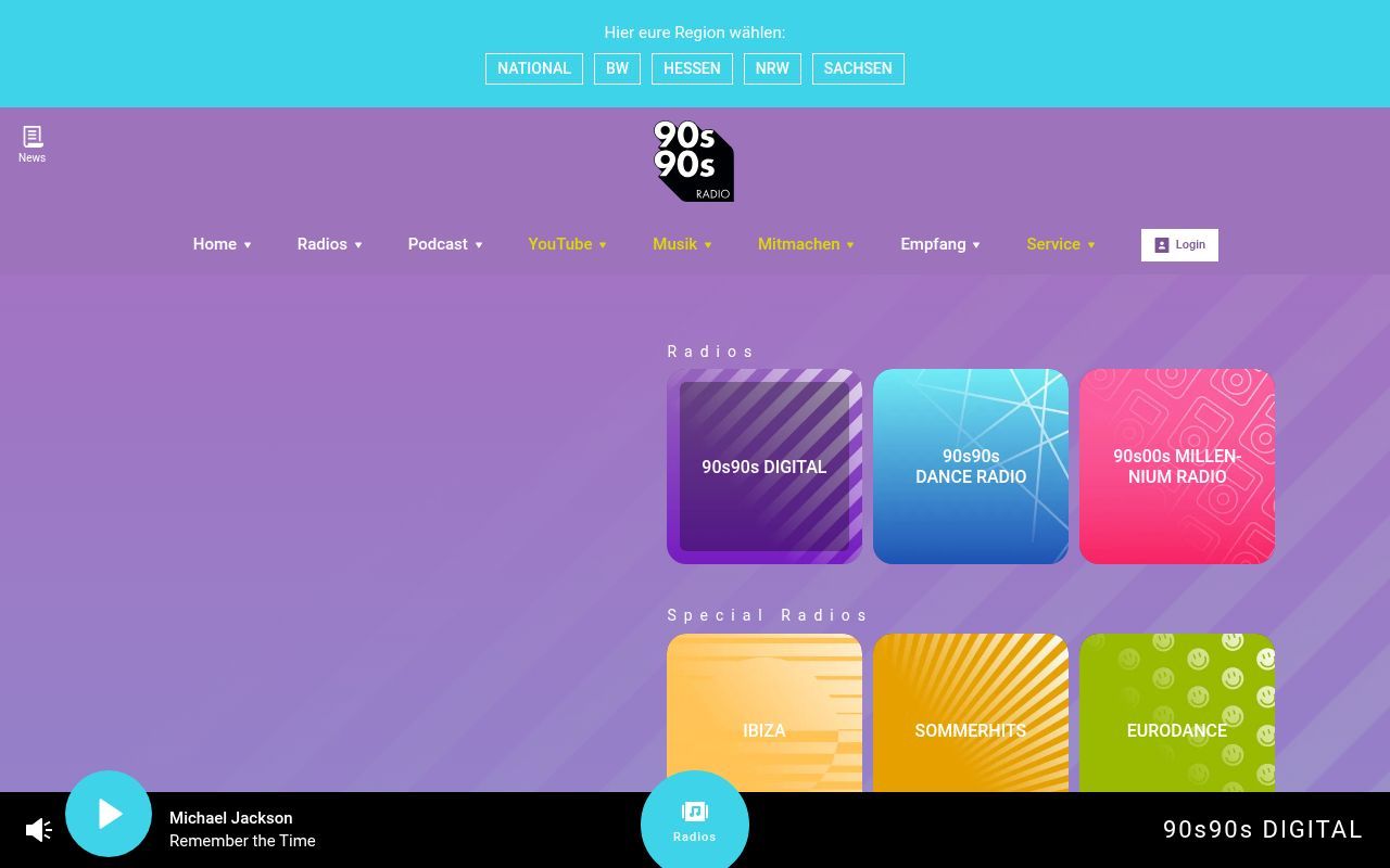Homepage screenshot of 90s90s.de