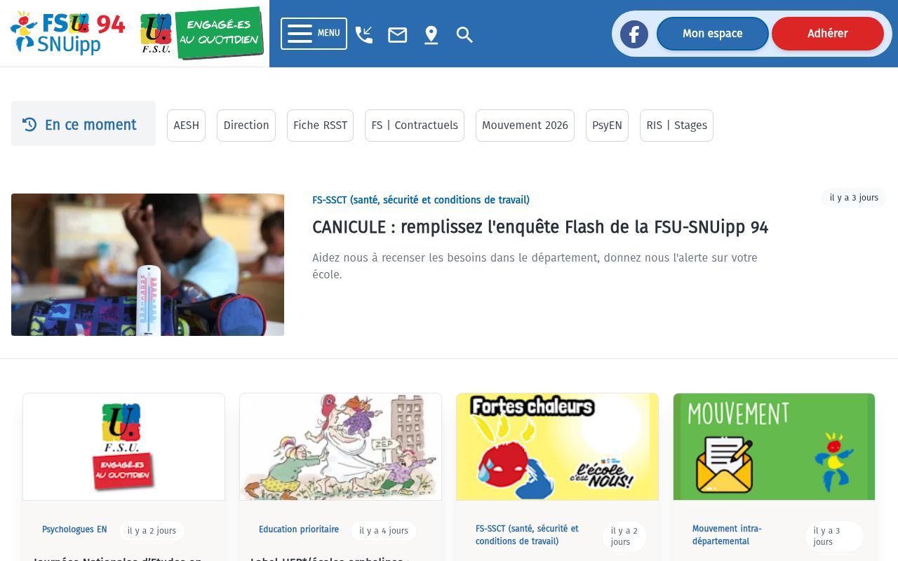 Homepage screenshot of 94.snuipp.fr