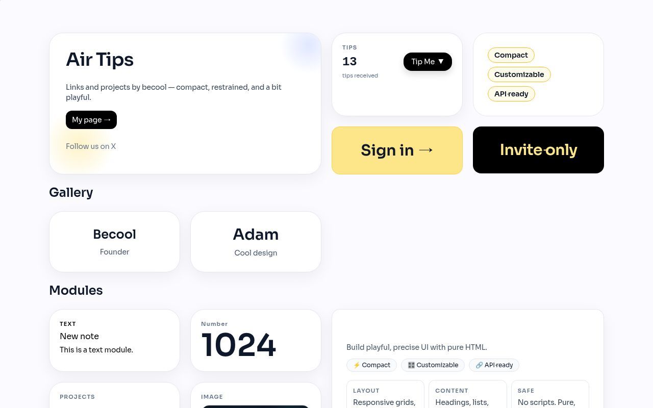 Homepage screenshot of a.coffee