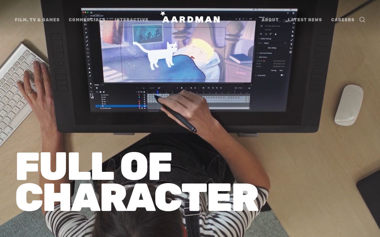 Homepage screenshot of aardman.com