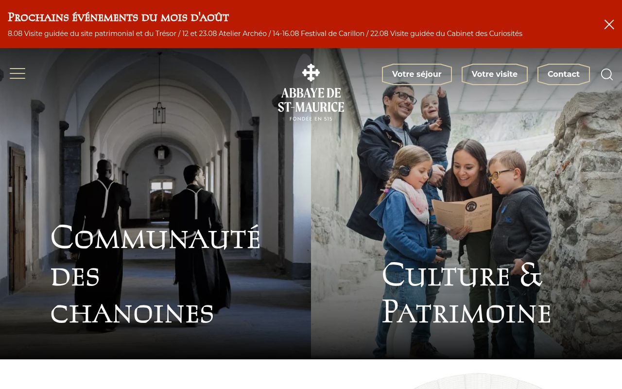 Homepage screenshot of abbaye-stmaurice.ch