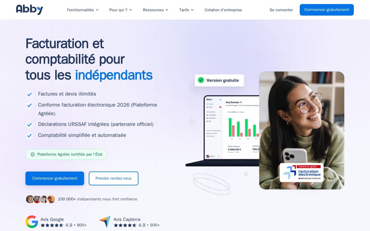 Homepage screenshot of abby.fr