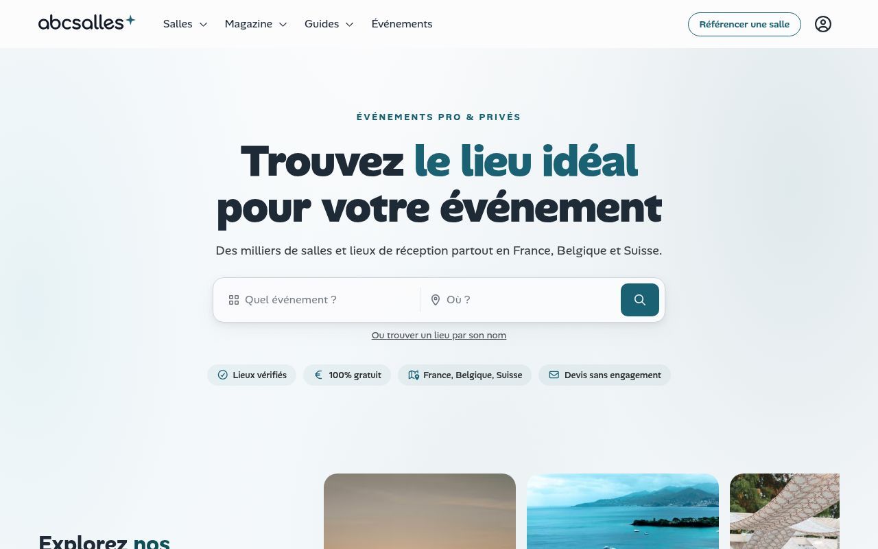Homepage screenshot of abcsalles.com