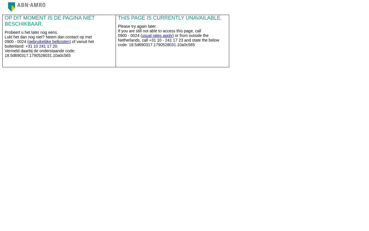 Homepage screenshot of abnamro.nl
