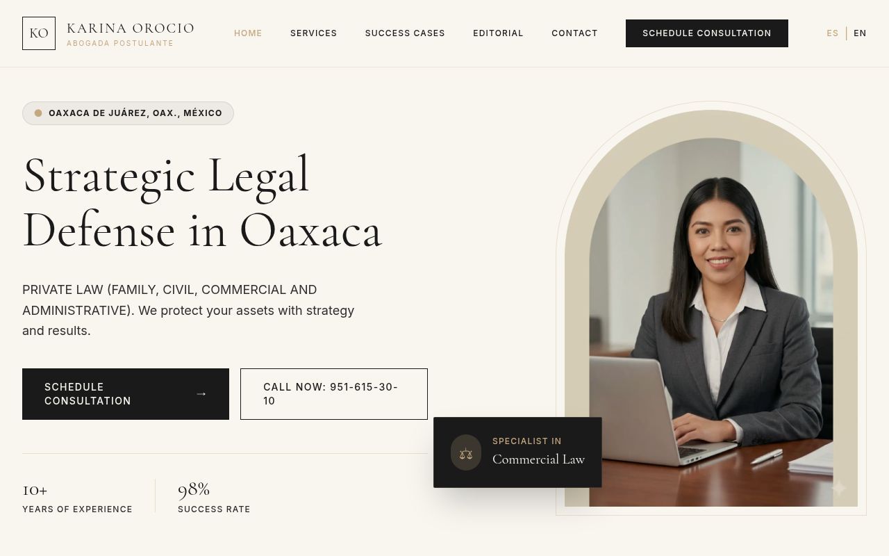 Homepage screenshot of abogada-karina-oaxaca.com