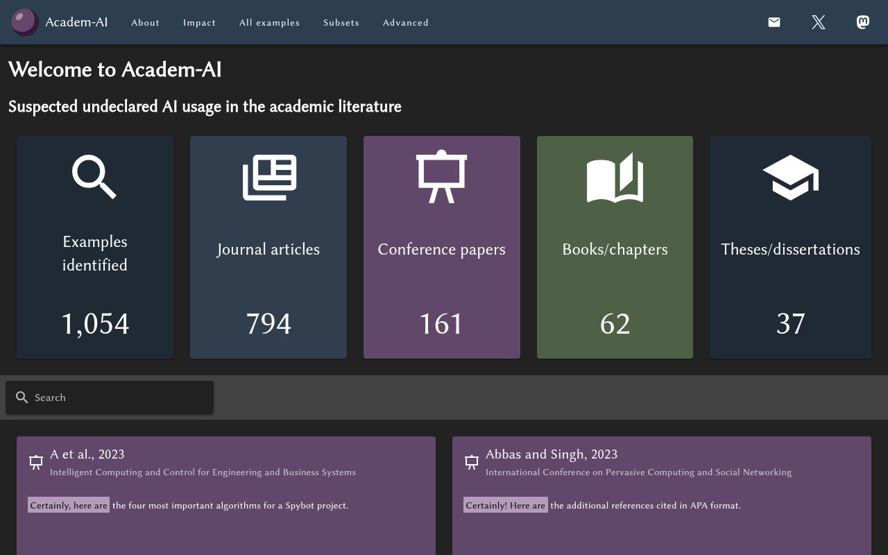 Homepage screenshot of academ-ai.info