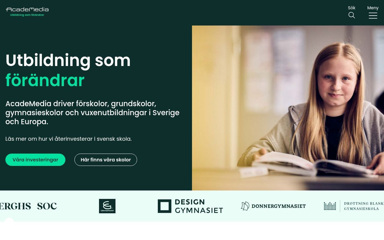 Homepage screenshot of academedia.se