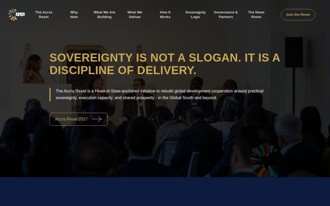 Homepage screenshot of accrareset.org