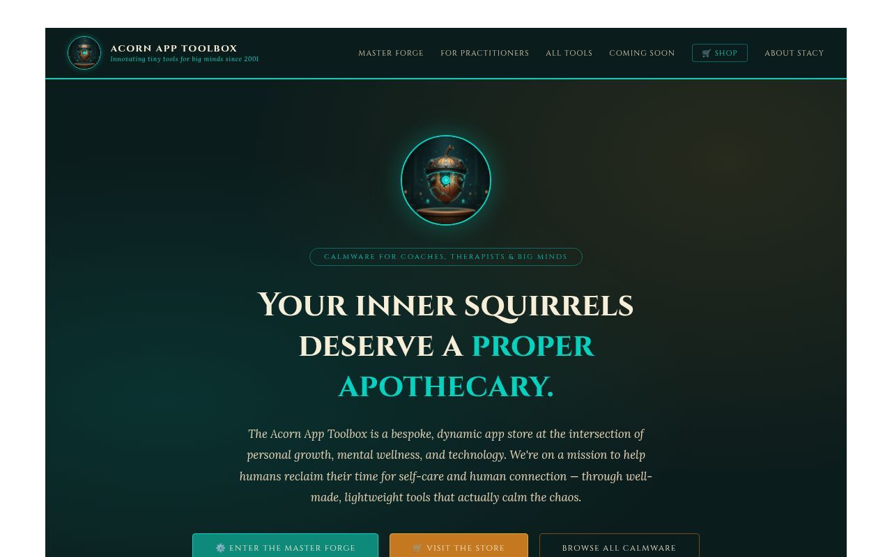 Homepage screenshot of acornapptoolbox.com