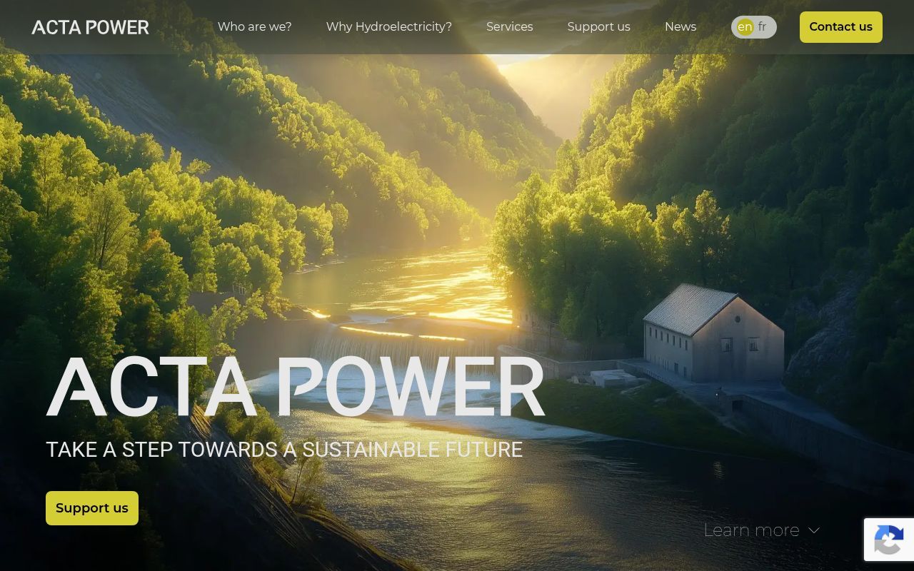 Homepage screenshot of acta-power.com