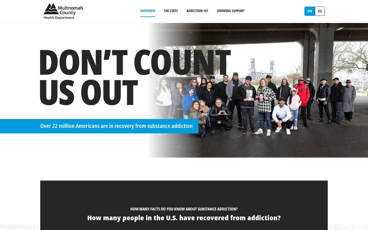 Homepage screenshot of addictionrecoverysupport.org