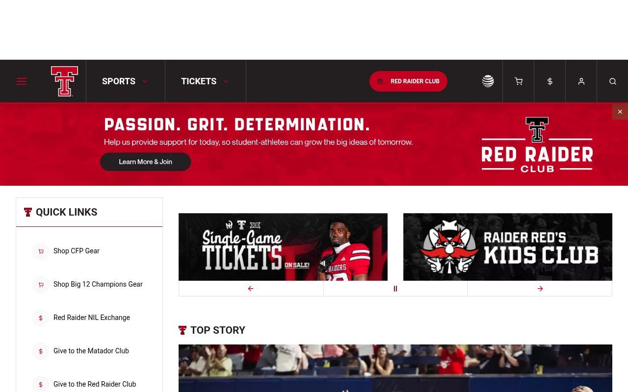Homepage screenshot of admin.texastech.com