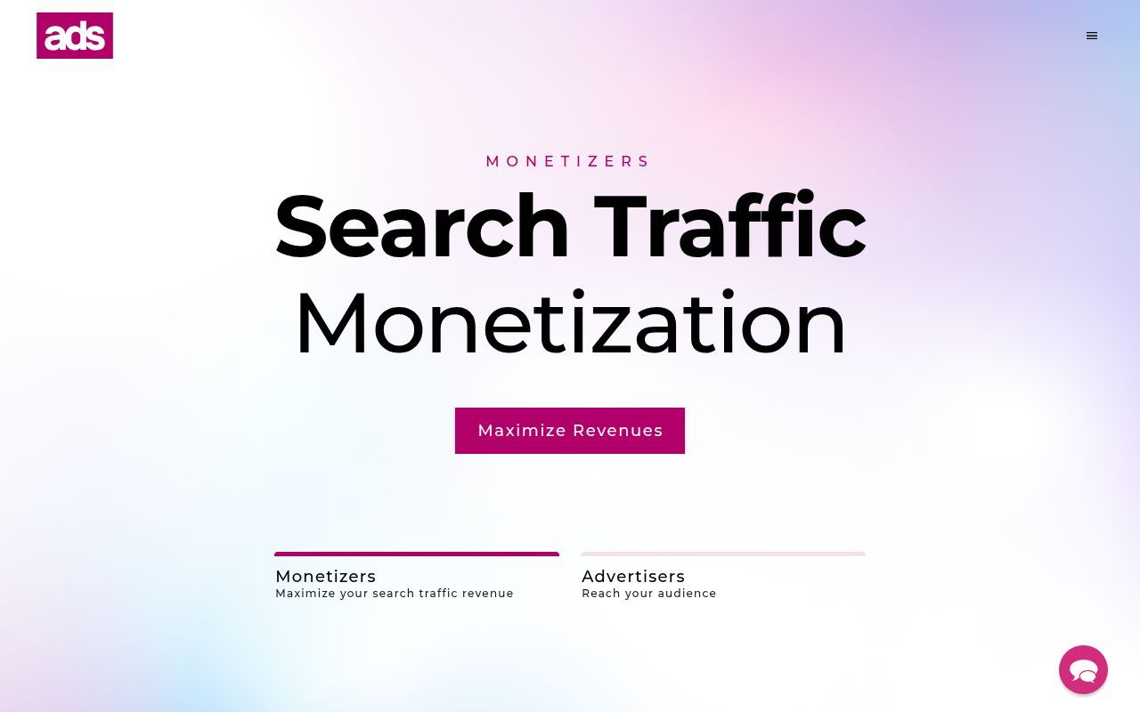 Homepage screenshot of ads.com