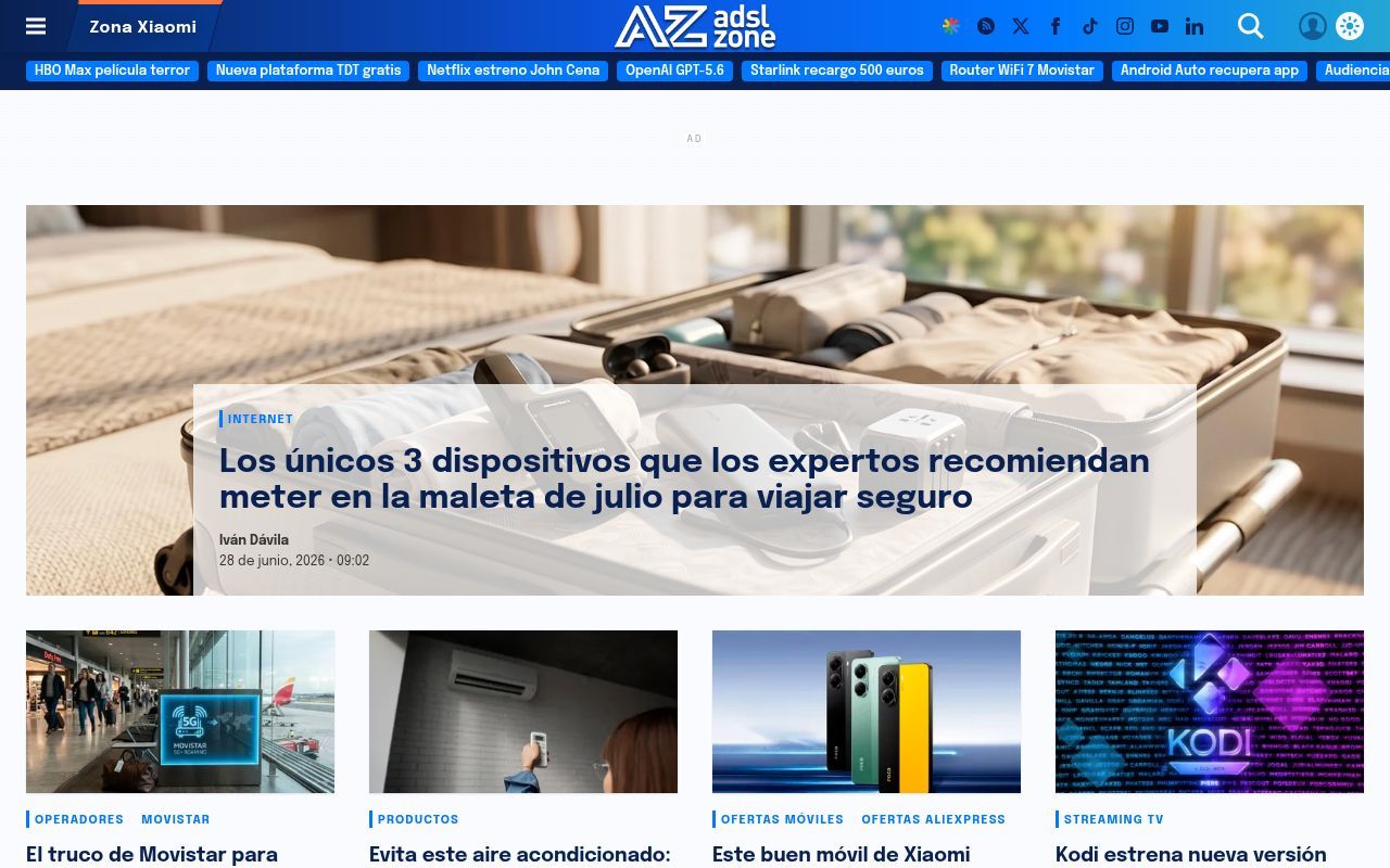 Homepage screenshot of adslzone.net