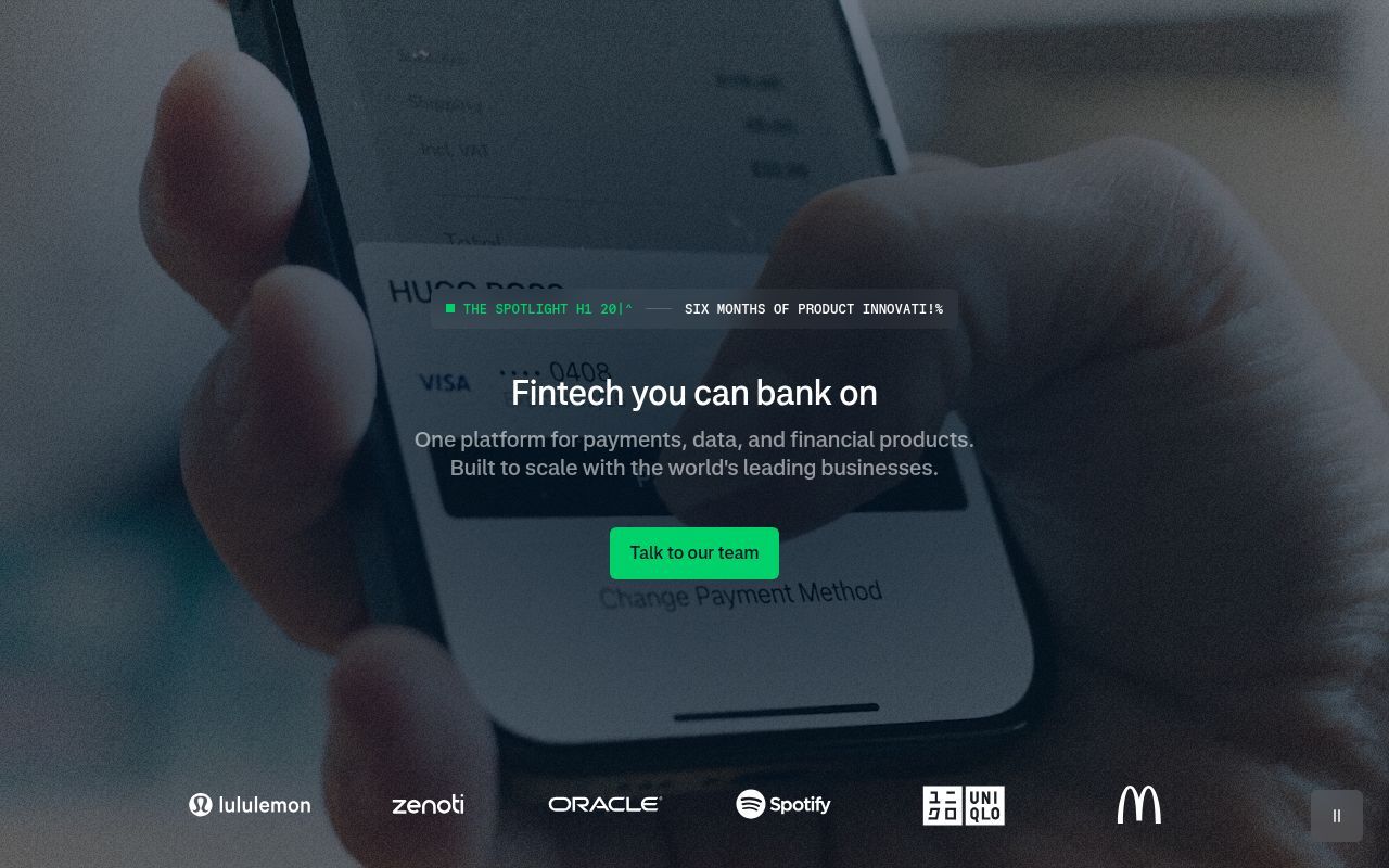 Homepage screenshot of adyen.com