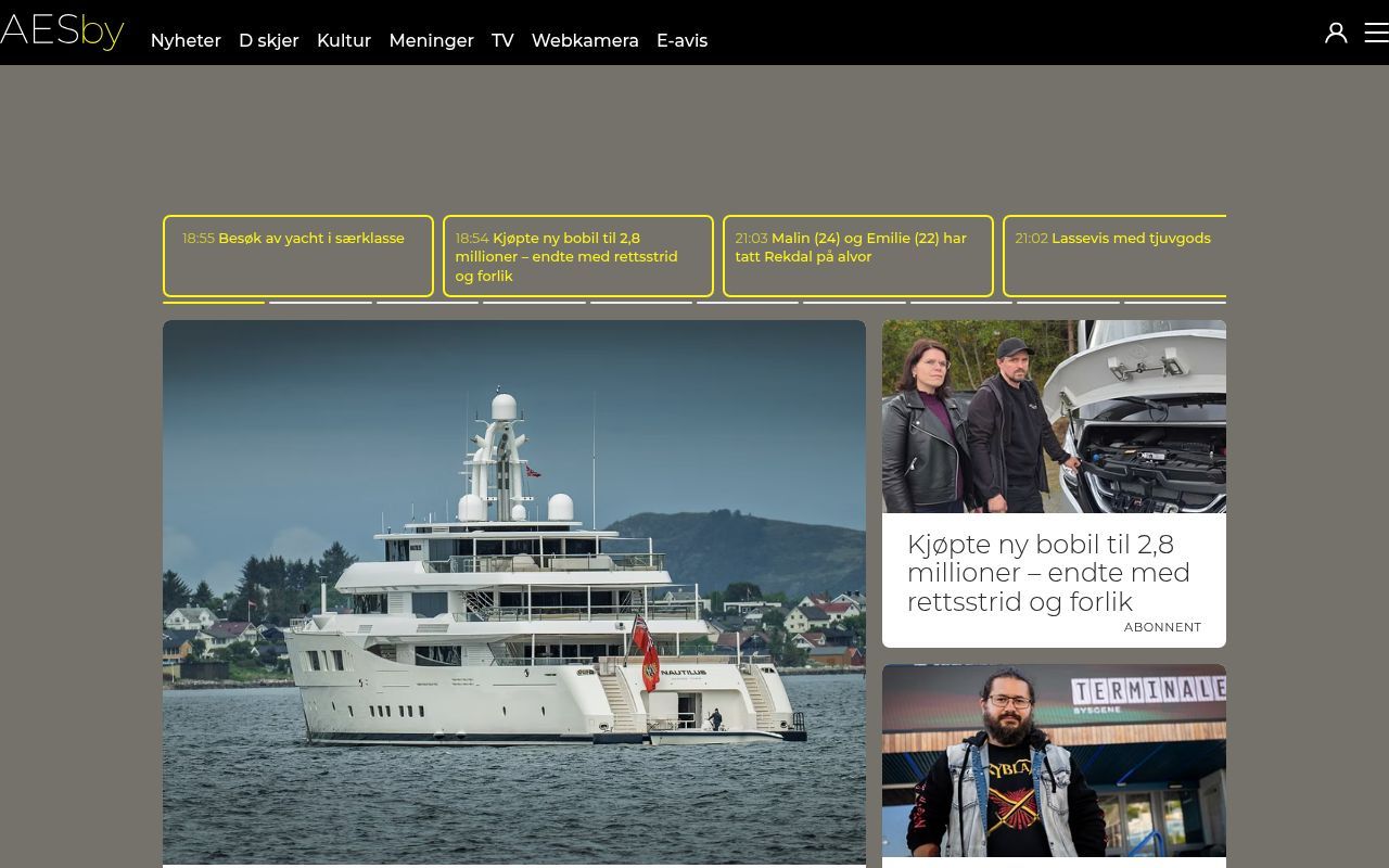 Homepage screenshot of aesby.no