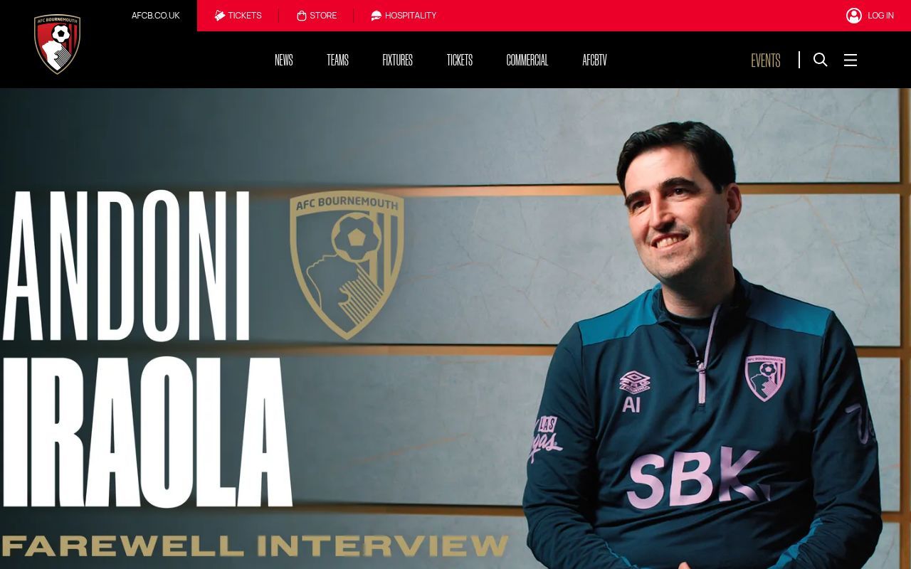 Homepage screenshot of afcb.co.uk