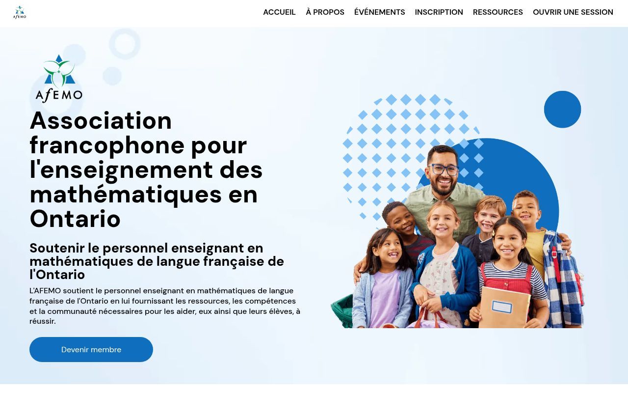 Homepage screenshot of afemo.on.ca