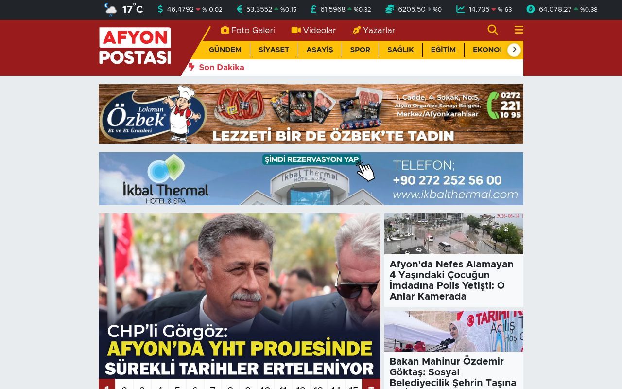 Homepage screenshot of afyonpostasi.com.tr