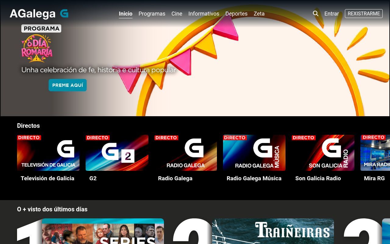 Homepage screenshot of agalega.gal