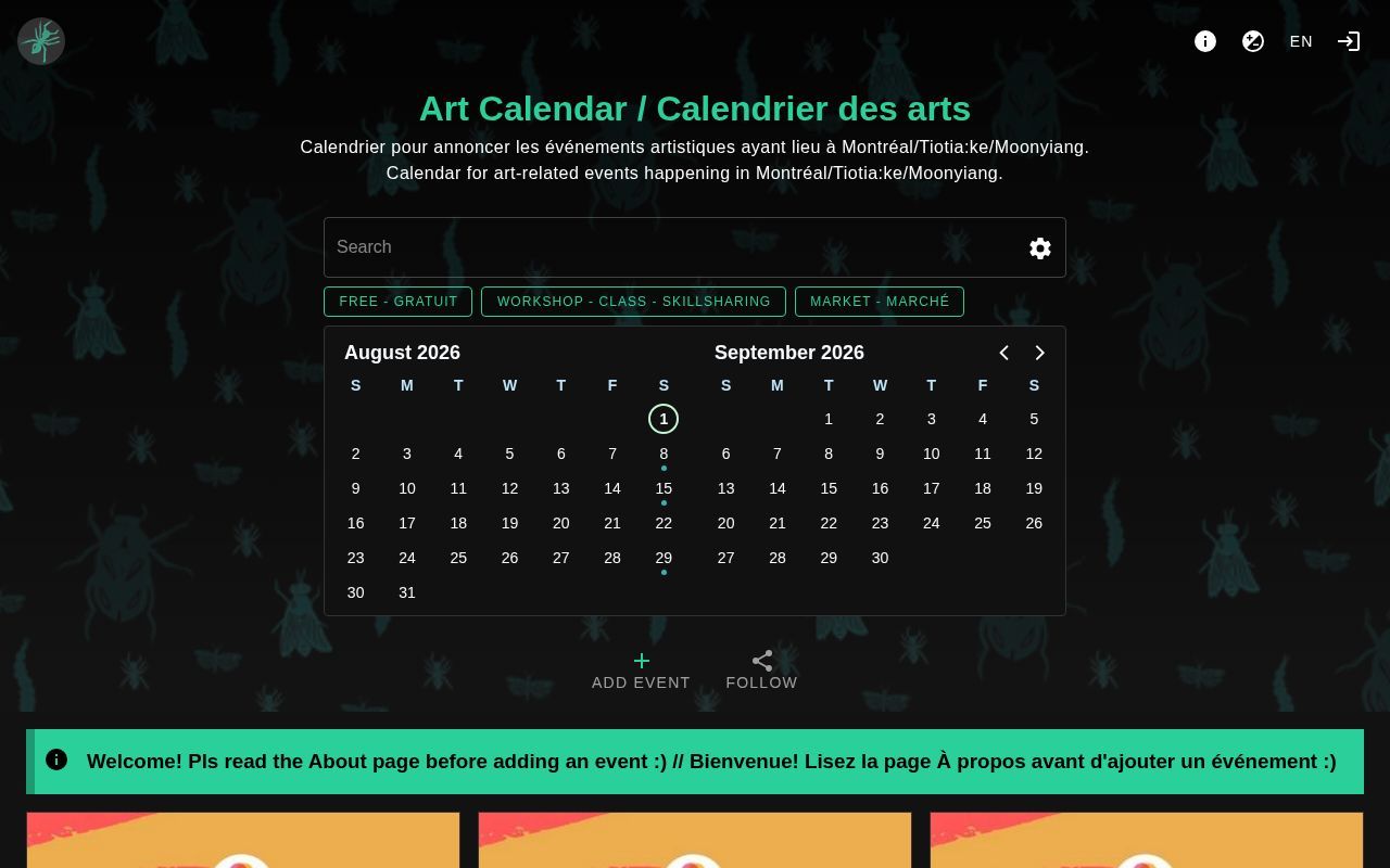 Homepage screenshot of agenda.bibittes.net