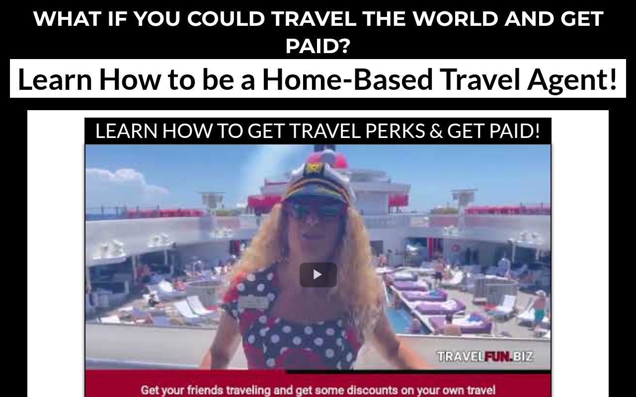 Homepage screenshot of agents.travelfunbiz.com
