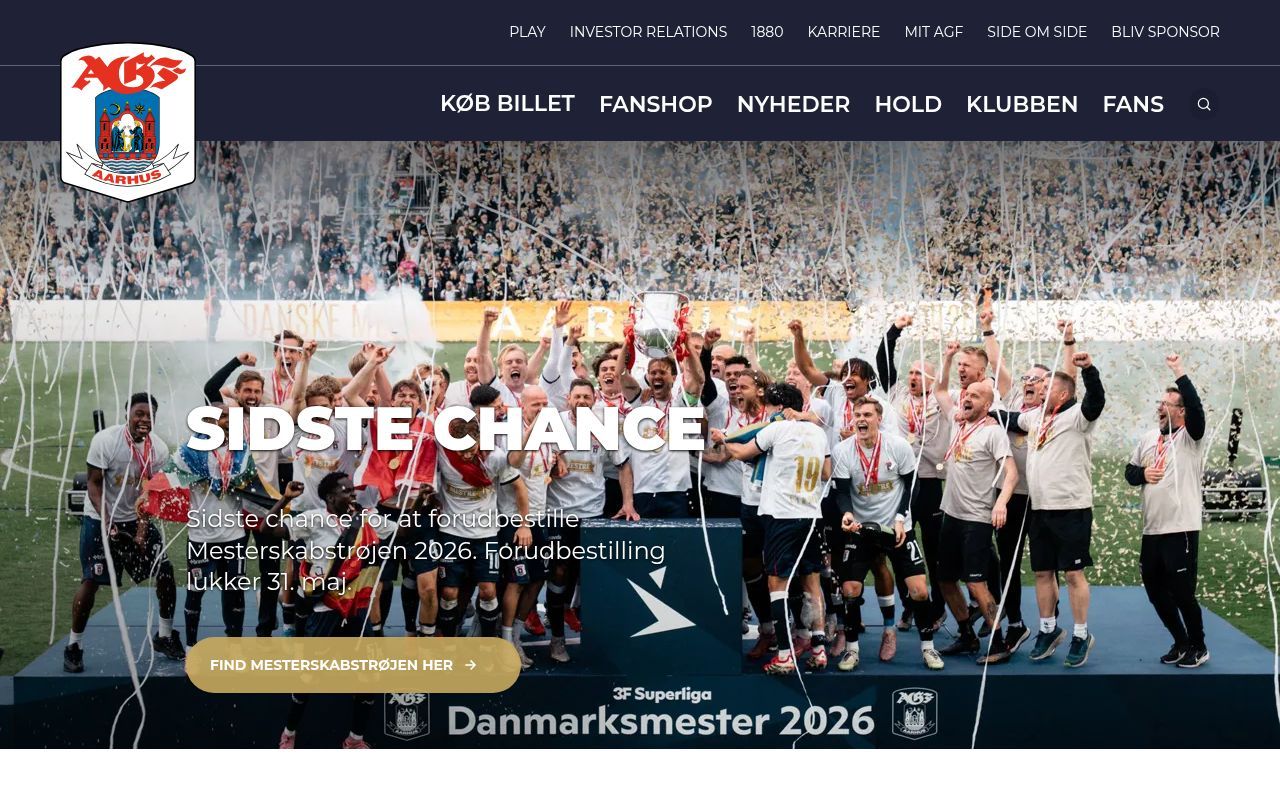 Homepage screenshot of agf.dk