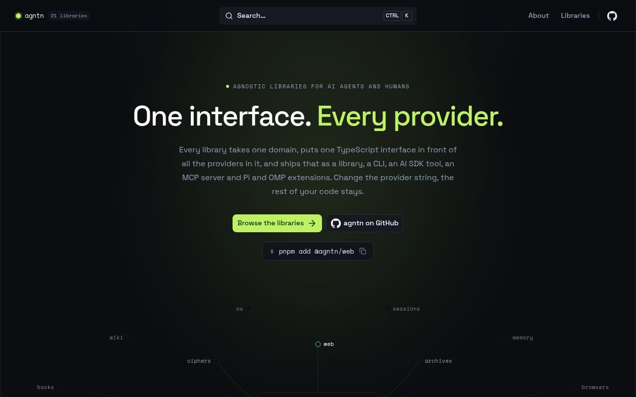 Homepage screenshot of agntn.dev