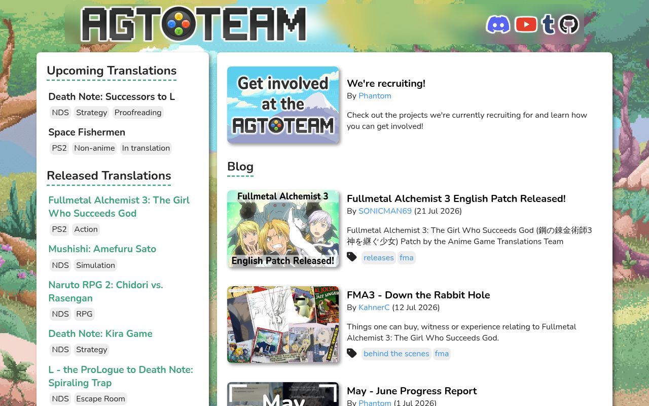 Homepage screenshot of agtteam.net