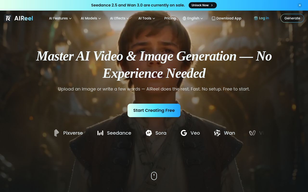 Homepage screenshot of aireel.net
