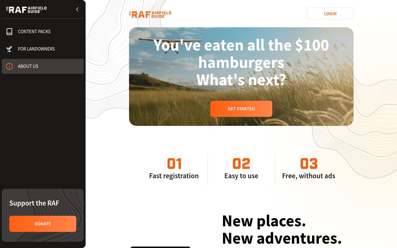 Homepage screenshot of airfield.guide.theraf.org
