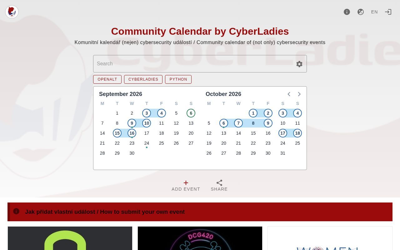 Homepage screenshot of akce.cyberladies.cz