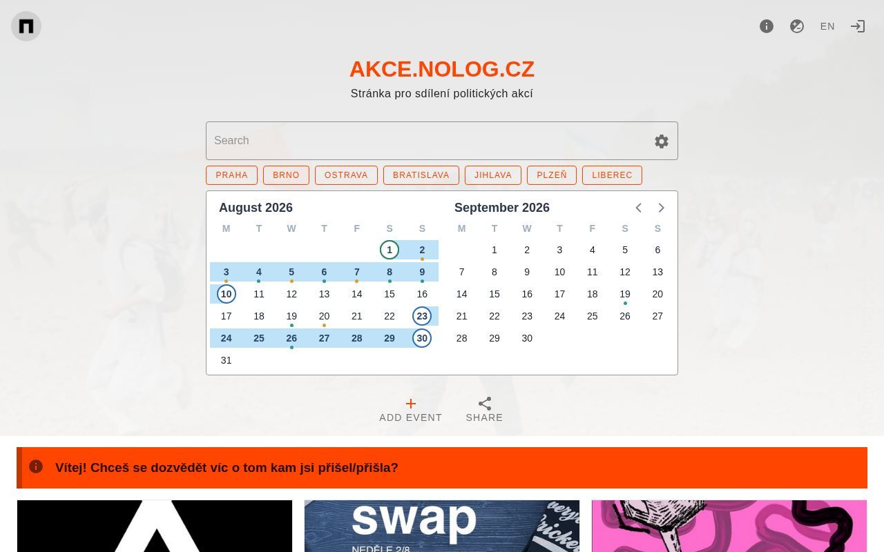 Homepage screenshot of akce.nolog.cz