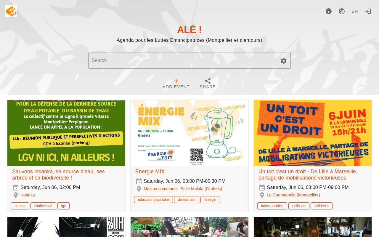 Homepage screenshot of aleale.org