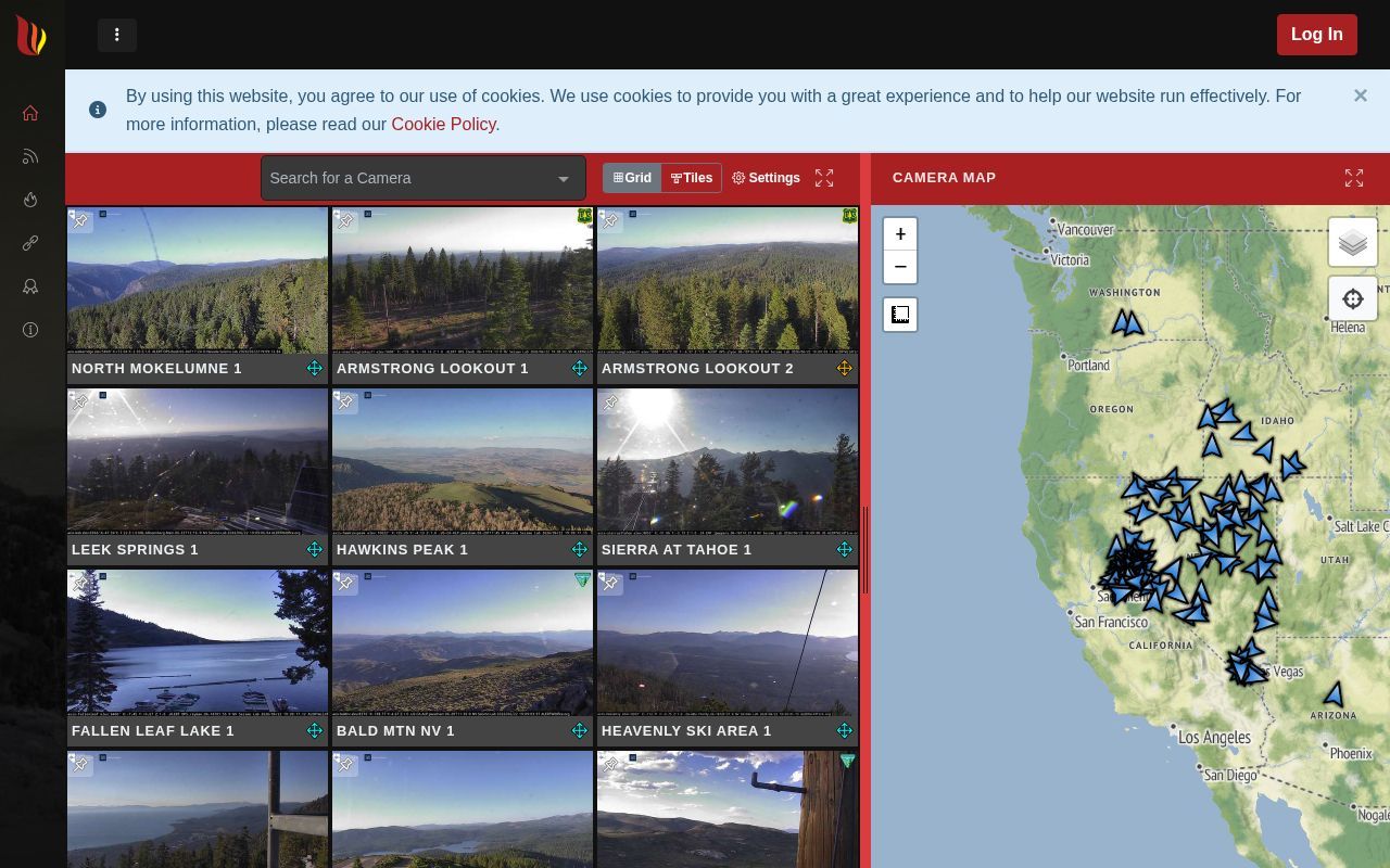 Homepage screenshot of alertwildfire.org