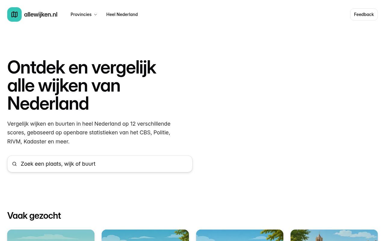 Homepage screenshot of allewijken.nl