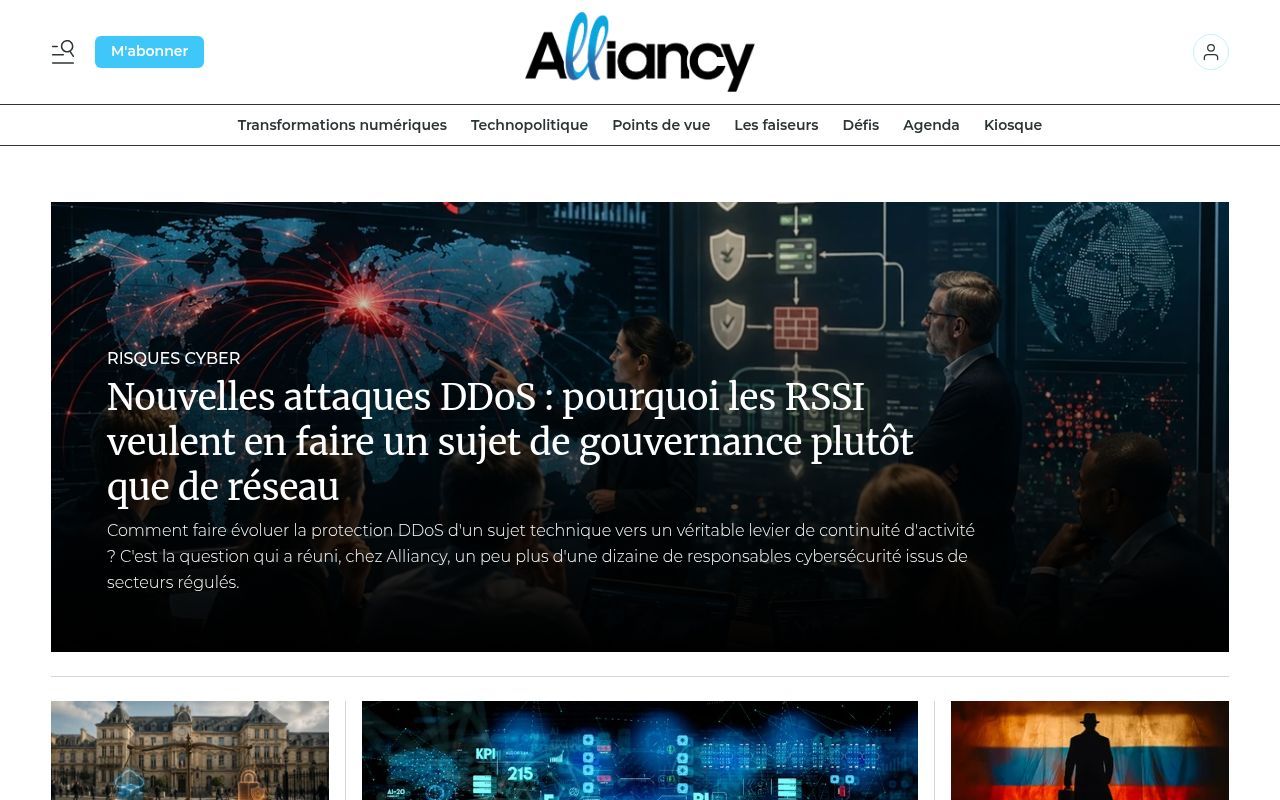 Homepage screenshot of alliancy.fr