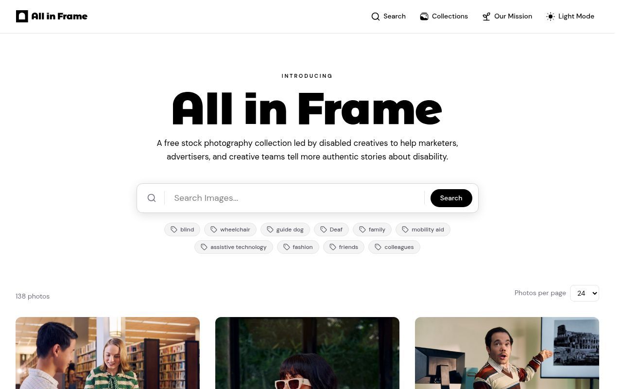 Homepage screenshot of allinframestock.com