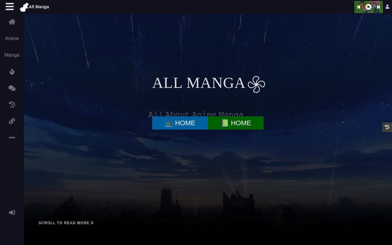 Homepage screenshot of allmanga.to