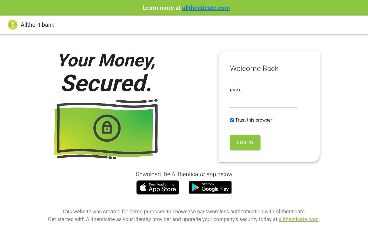 Homepage screenshot of allthentibank.com