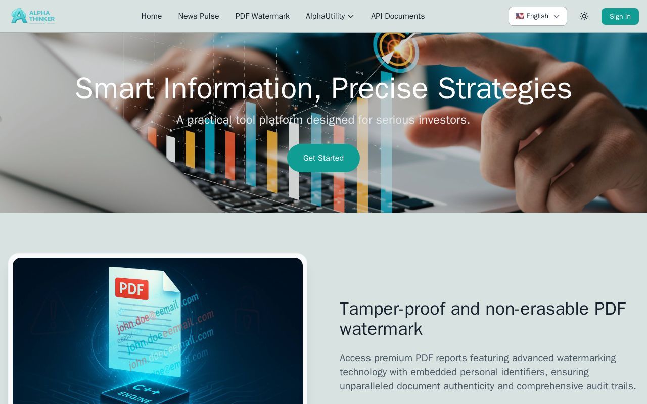 Homepage screenshot of alphathinker.app
