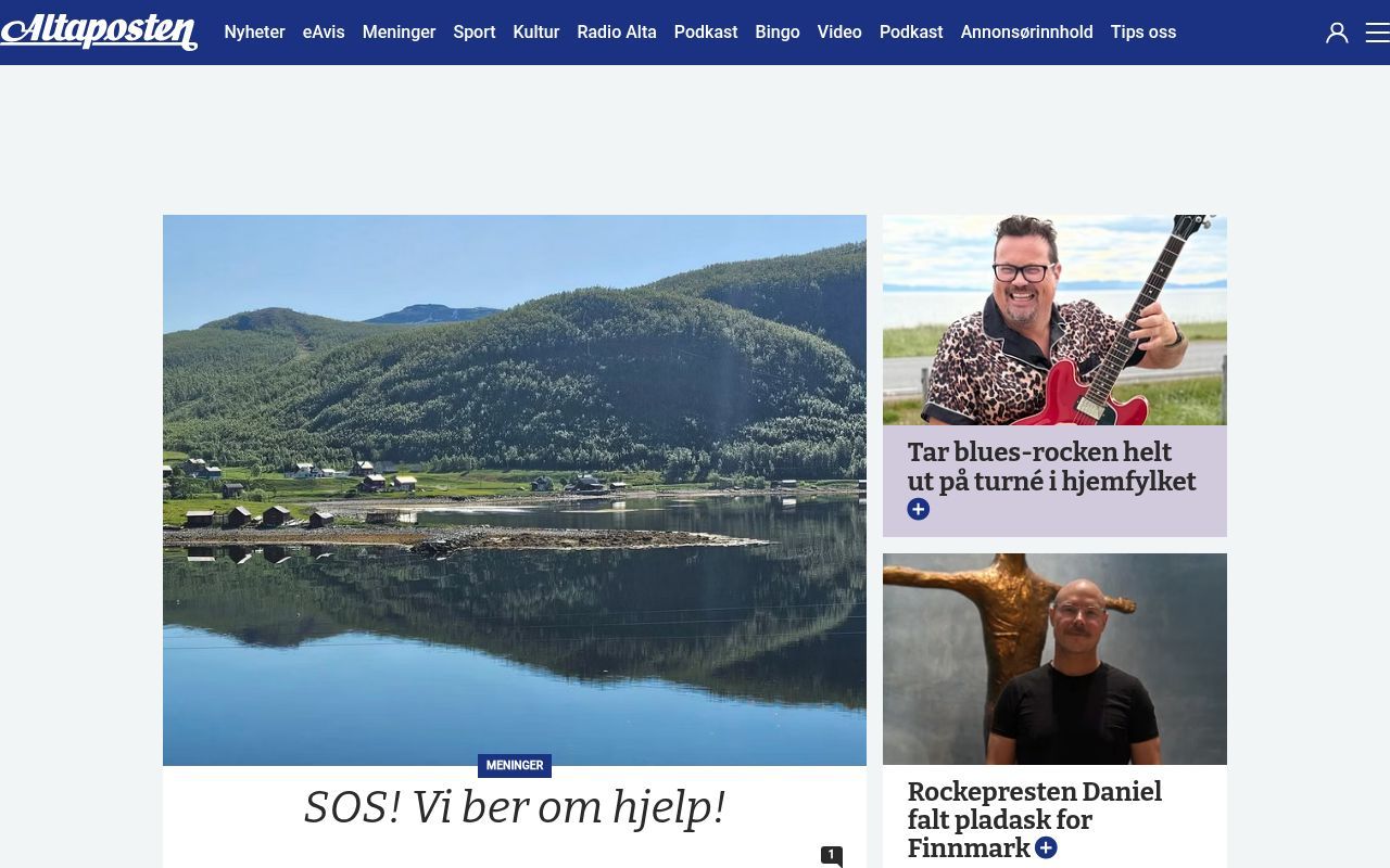 Homepage screenshot of altaposten.no