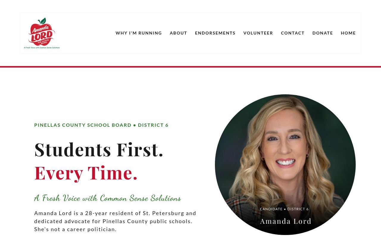 Homepage screenshot of amandalordforschoolboard.com