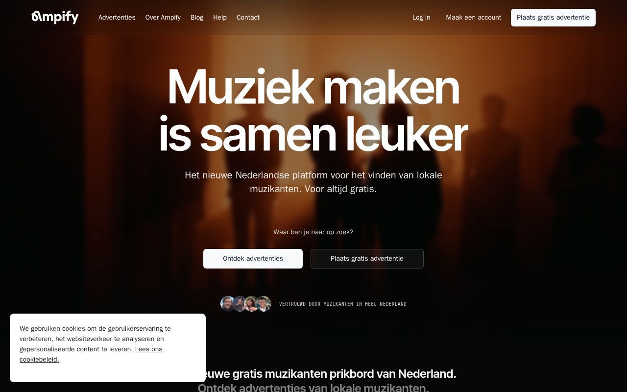 Homepage screenshot of ampify.app