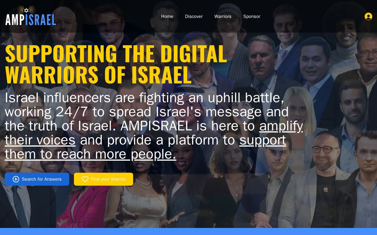 Homepage screenshot of ampisrael.com
