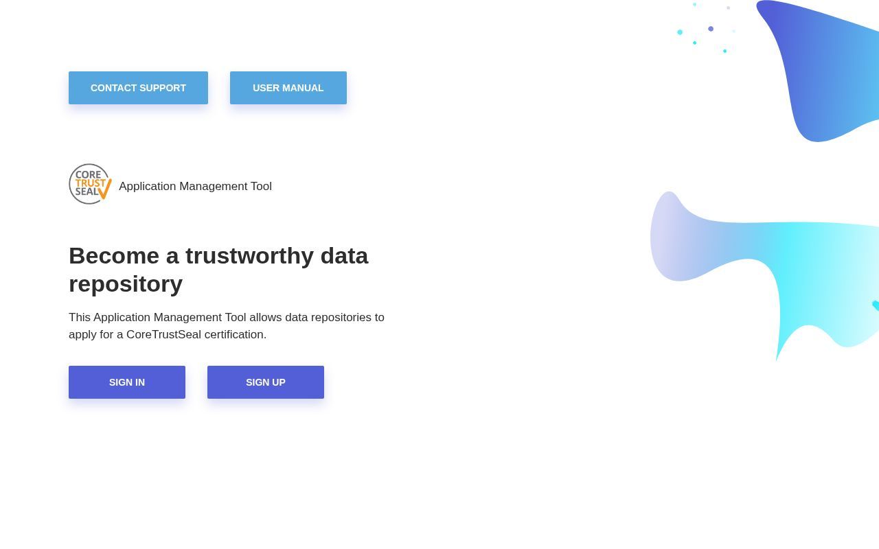 Homepage screenshot of amt.coretrustseal.org