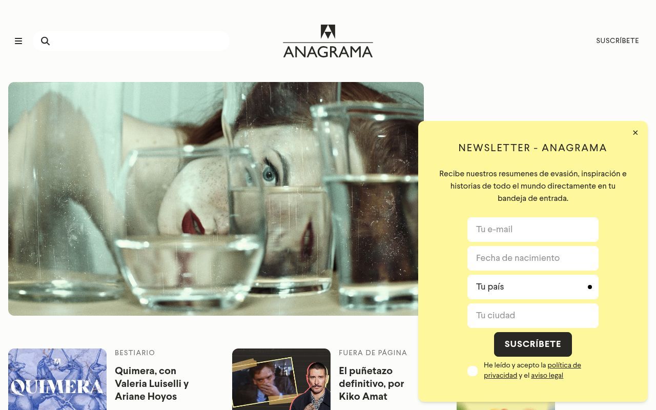 Homepage screenshot of anagrama-ed.es